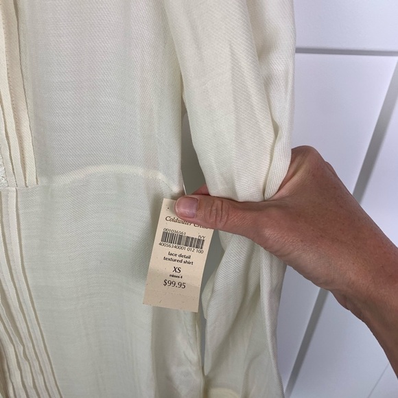 NWT Coldwater XS Long Sleeve Blouse Ivory Lace Detail Textured romantic fairy - Picture 5 of 7